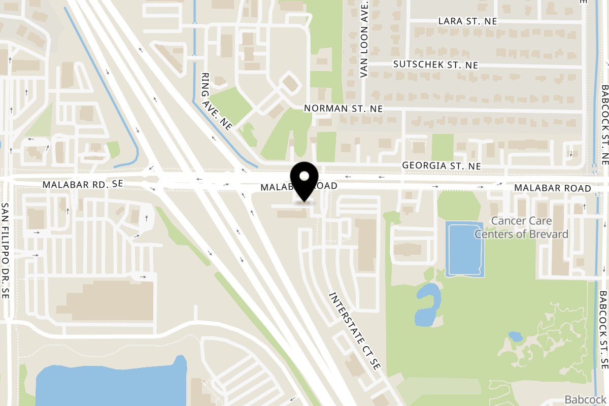 Map showing the location of Tree Of Life Cuban Bakery Palm Bay on 1200 Malabar Rd SE #2 in Palm Bay